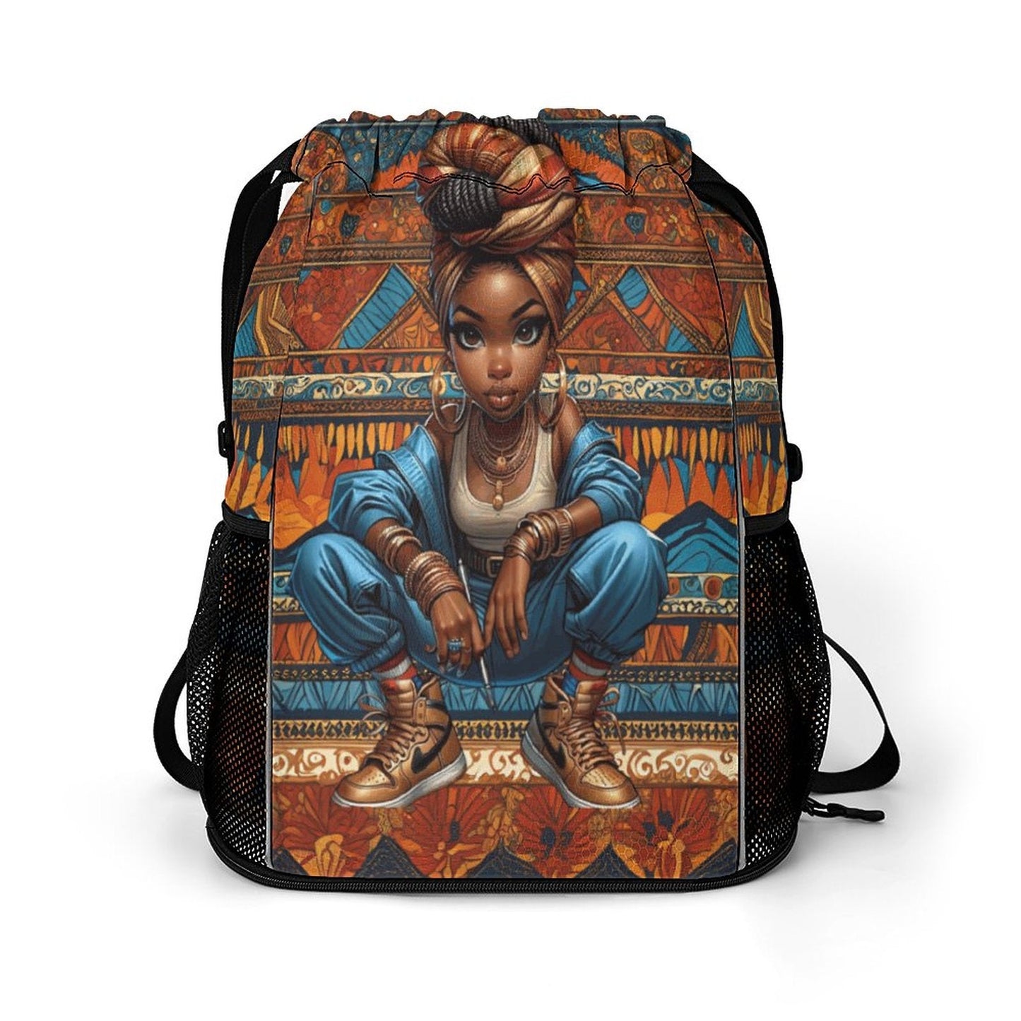 🔥 Afrocentric Drawstring Backpack – Stylish & Functional Gym Bag