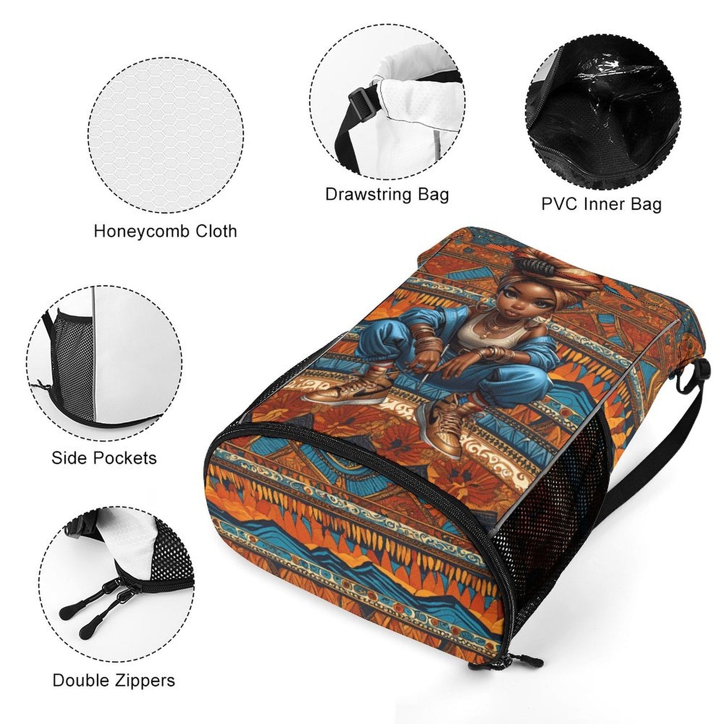 🔥 Afrocentric Drawstring Backpack – Stylish & Functional Gym Bag
