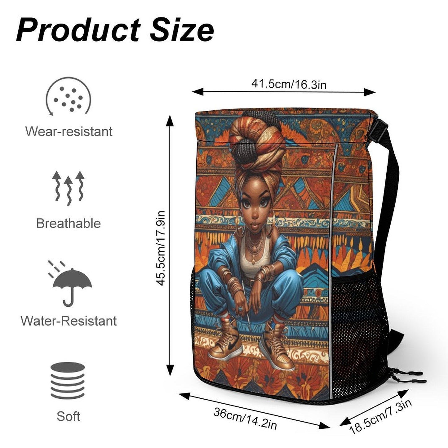 🔥 Afrocentric Drawstring Backpack – Stylish & Functional Gym Bag